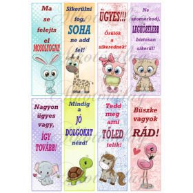 Könyvjelzők motivációs feliratokkal lányos színekben