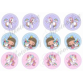 Unikornisok pöttyös alapon