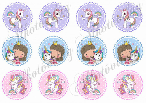 Unikornisok pöttyös alapon