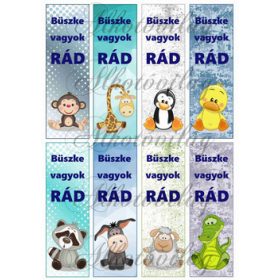   Könyvjelzők állatkákkal fiús színekben - BÜSZKE VAGYOK RÁD felirattal