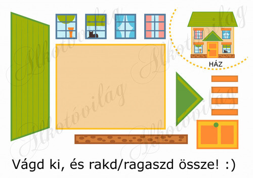 Feladatlap gyerekeknek - HÁZ összerakása