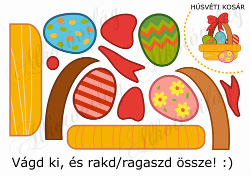 Feladatlap gyerekeknek - HÚSVÉTI KOSÁR összerakása