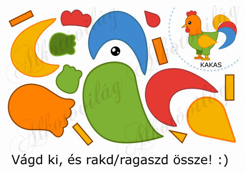 Feladatlap gyerekeknek - KAKAS összerakása