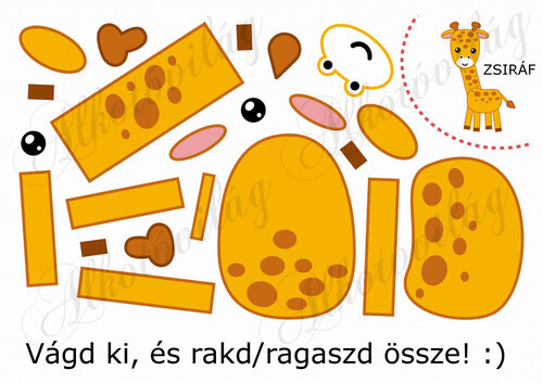 Feladatlap gyerekeknek - ZSIRÁF összerakása