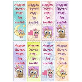   Motivációs könyvjelzők cuki bagoly mintákkal lányos színekben