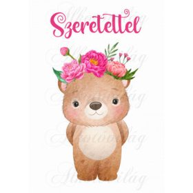 Maci rózsákkal SZERETETTEL felirattal