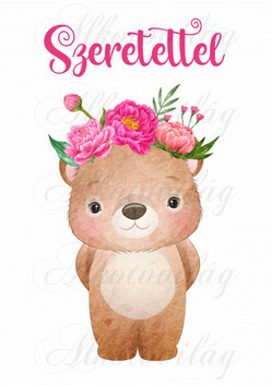 Maci rózsákkal SZERETETTEL felirattal