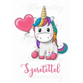 Unikornis lufival SZERETETTEL felirattal