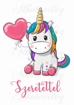 Unikornis lufival SZERETETTEL felirattal