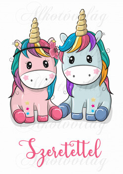 Unikornisok SZERETETTEL felirattal
