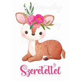 Őzike rózsákkal SZERETETTEL felirattal