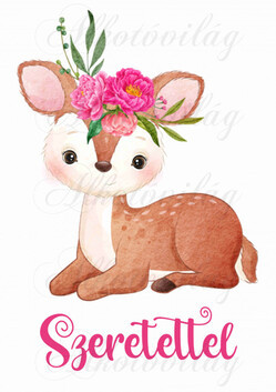 Őzike rózsákkal SZERETETTEL felirattal