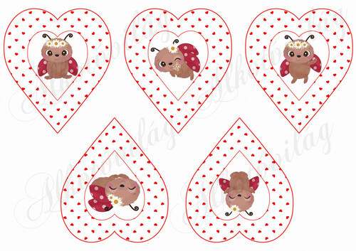 Tüneményes katicák apró szíves szívekben