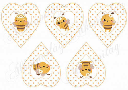 Tüneményes méhecskék apró szíves szívekben