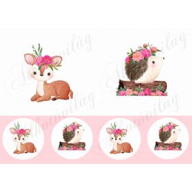 Őzike és süni 12 cm átmérőjű hímzőkerethez