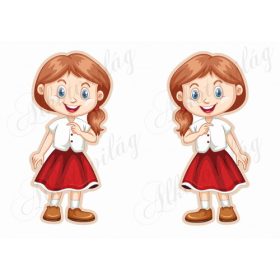   Meseszereplő- vörösesbarna hajú lányka piros szoknyában