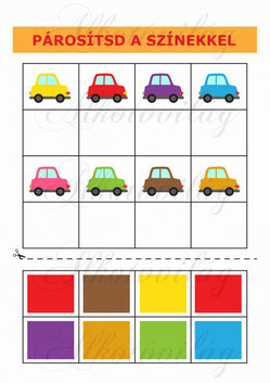Oktatókártyák - PÁROSÍTSD A SZÍNEKKEL - AUTÓK