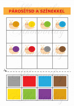 Oktatókártyák - PÁROSÍTSD A SZÍNEKKEL - CSIGÁK