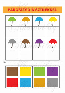 Oktatókártyák - PÁROSÍTSD A SZÍNEKKEL - ESERNYŐK