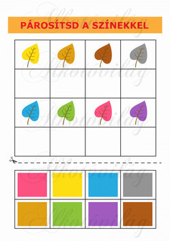 Oktatókártyák - PÁROSÍTSD A SZÍNEKKEL - LEVELEK