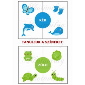 Oktatókártyák - TANULJUK A SZÍNEKET - KÉK, ZÖLD