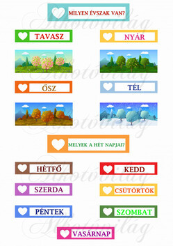 Oktatókártyák évszakok és napok