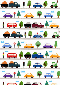 Játéktér- utak, autók, fák, jelzőtáblák