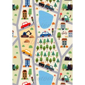   Játéktér- utak, autók, fák, tavak, hegyek, társasházak, teherautók, markolók