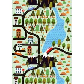   Játéktér- utak, autók, fák, tavak, hegyek, társasházak