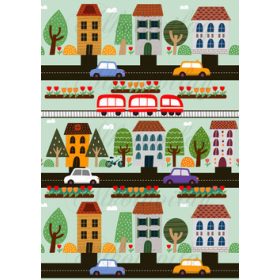 Játéktér- utak, autók, fák, tulipánok, társasházak