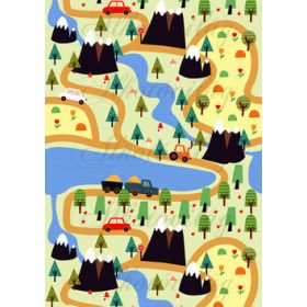 Játéktér- utak, autók, fák, tó, folyók, hegyek