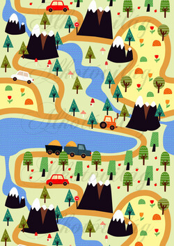 Játéktér- utak, autók, fák, tó, folyók, hegyek