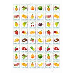 Gyümölcsök vegyesen 2,5x2,5 cm-es négyzetekben