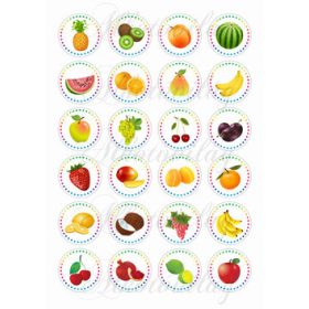 Gyümölcsök vegyesen 4 cm-es körökben