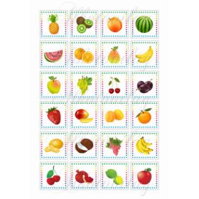 Gyümölcsök vegyesen 4x4 cm-es négyzetekben