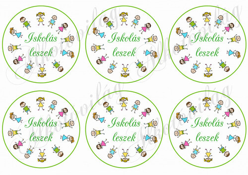 Iskolás leszek feliratos körök rajzolt gyerekek mintával