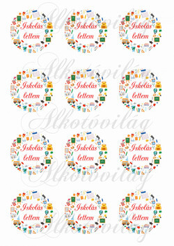 ISKOLÁS LETTEM feliratos körök iskolai eszközökkel KICSIBEN