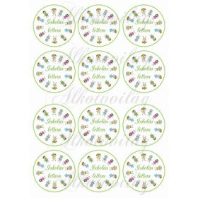   ISKOLÁS LETTEM feliratos körök rajzolt gyerekek mintával KICSIBEN