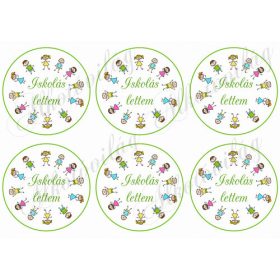 ISKOLÁS LETTEM feliratos körök rajzolt gyerekek mintával