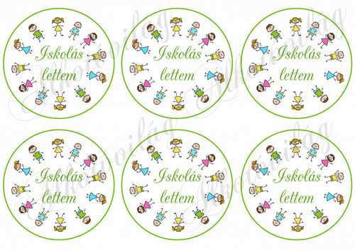 ISKOLÁS LETTEM feliratos körök rajzolt gyerekek mintával