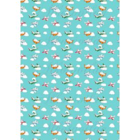 Repülőgépek és felhők kékeszöld alapon