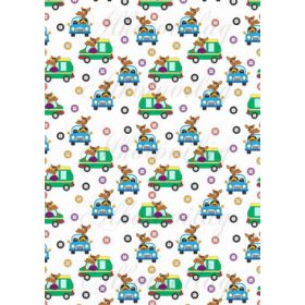 Vicces lovak kék és zöld autókkal