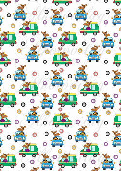 Vicces lovak kék és zöld autókkal