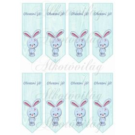 Könyvjelzők kék nyuszival, felirattal