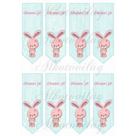 Könyvjelzők rózsaszín nyuszival, felirattal