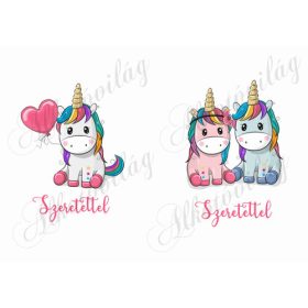 Unikornisok SZERETETTEL felirattal