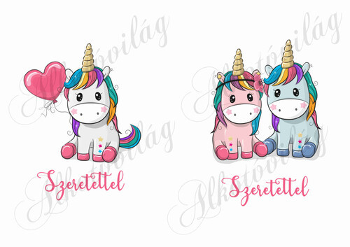 Unikornisok SZERETETTEL felirattal
