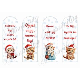   Motivációs könyvjelzők hópelyhekkel, cuki cicákkal - 16,5 cm