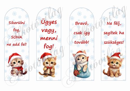 Motivációs könyvjelzők hópelyhekkel, cuki cicákkal - 16,5 cm