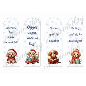   Motivációs könyvjelzők hópelyhekkel, cuki kutyusokkal - 16,5 cm